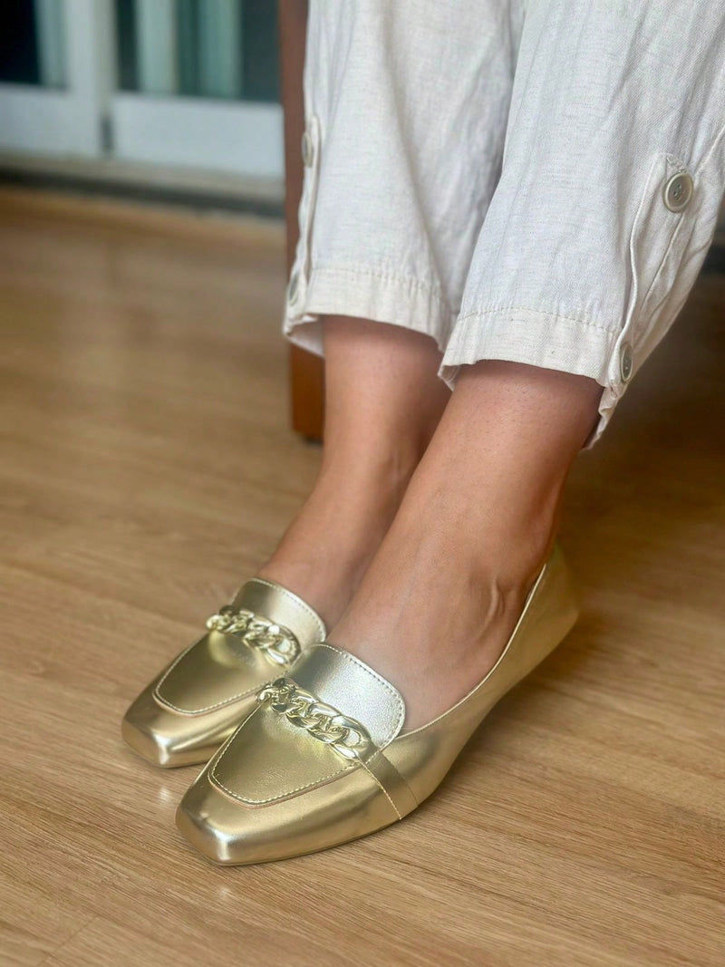 Zapatos mocasines cómodos con punta cuadrada para mujer