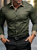 Manfinity Mode Men's Casual Solid Color Shirt, Simple and Fashionable, for Daily Wear