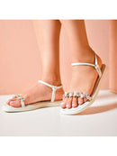 Sandalias de mujer con diamantes de imitación y plataforma plana, sandalias Birkenstock con purpurina y regulador