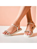 Sandalias de mujer con diamantes de imitación y plataforma plana, sandalias Birkenstock con purpurina y regulador