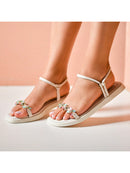Sandalias de mujer con diamantes de imitación y plataforma plana, sandalias Birkenstock con purpurina y regulador