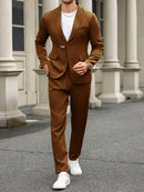 Conjunto de traje de viaje de negocios para hombre Manfinity Mode: chaqueta y pantalón