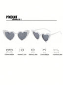 2 Pieces Vintage Style Heart Shaped Pearl Decorated Party/Wedding Glasses Set Women Beach Accessories Sunglasses Valentine's Day