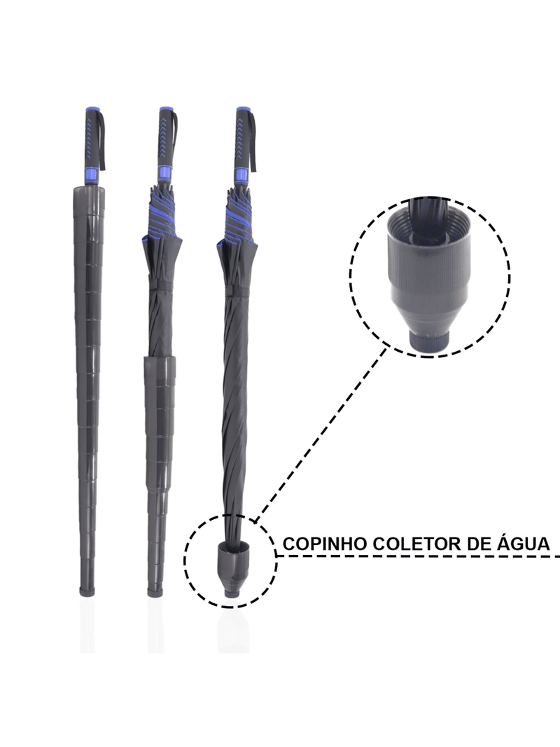 Paraguas grande automático reforzado, resistente al viento y con depósito de agua de 135 cm, con protección UV y oscurecimiento.