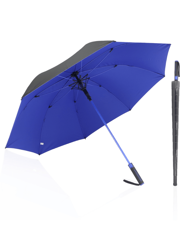 Paraguas grande automático reforzado, resistente al viento y con depósito de agua de 135 cm, con protección UV y oscurecimiento.