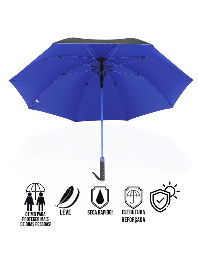Paraguas grande automático reforzado, resistente al viento y con depósito de agua de 135 cm, con protección UV y oscurecimiento.