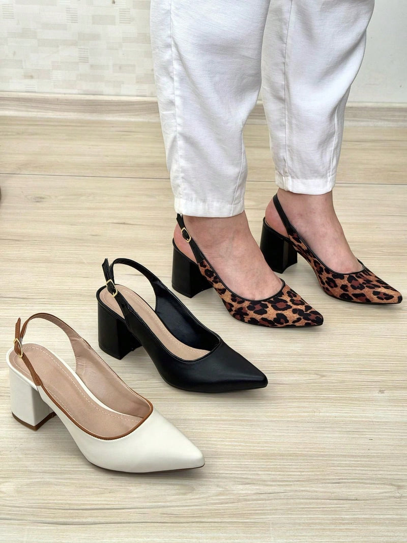 ZAPATO DE SALÓN CON TACÓN BLOQUE Y ESPALDA ABIERTA