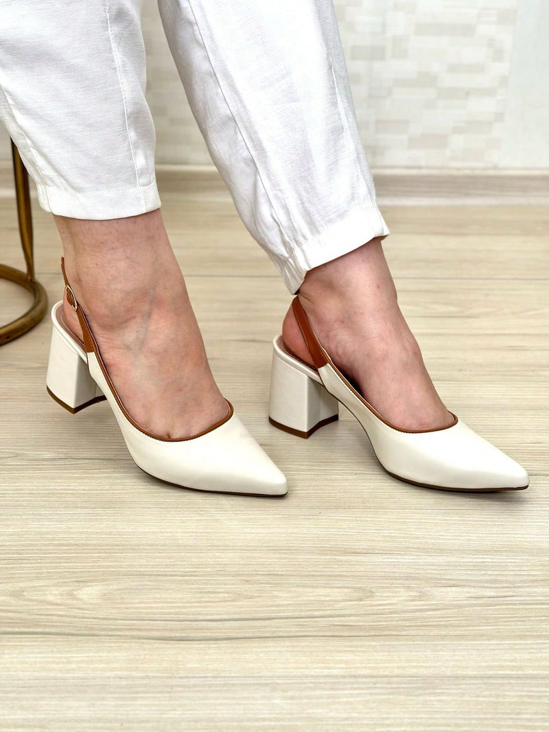 ZAPATO DE SALÓN CON TACÓN BLOQUE Y ESPALDA ABIERTA
