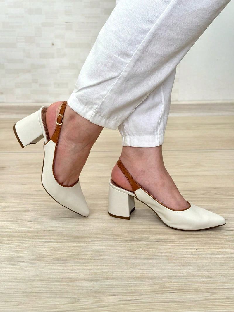 ZAPATO DE SALÓN CON TACÓN BLOQUE Y ESPALDA ABIERTA