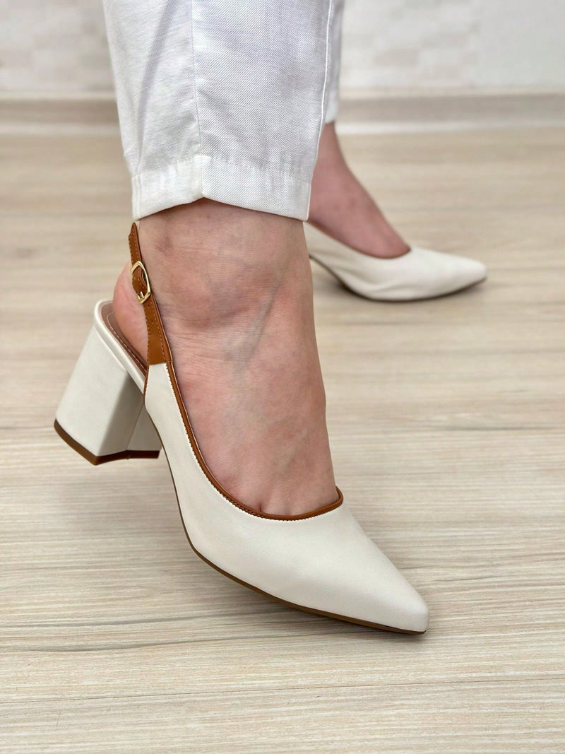 ZAPATO DE SALÓN CON TACÓN BLOQUE Y ESPALDA ABIERTA