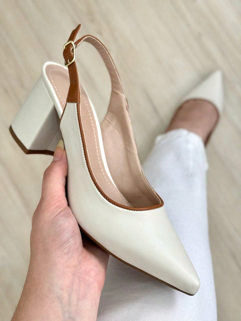 ZAPATO DE SALÓN CON TACÓN BLOQUE Y ESPALDA ABIERTA