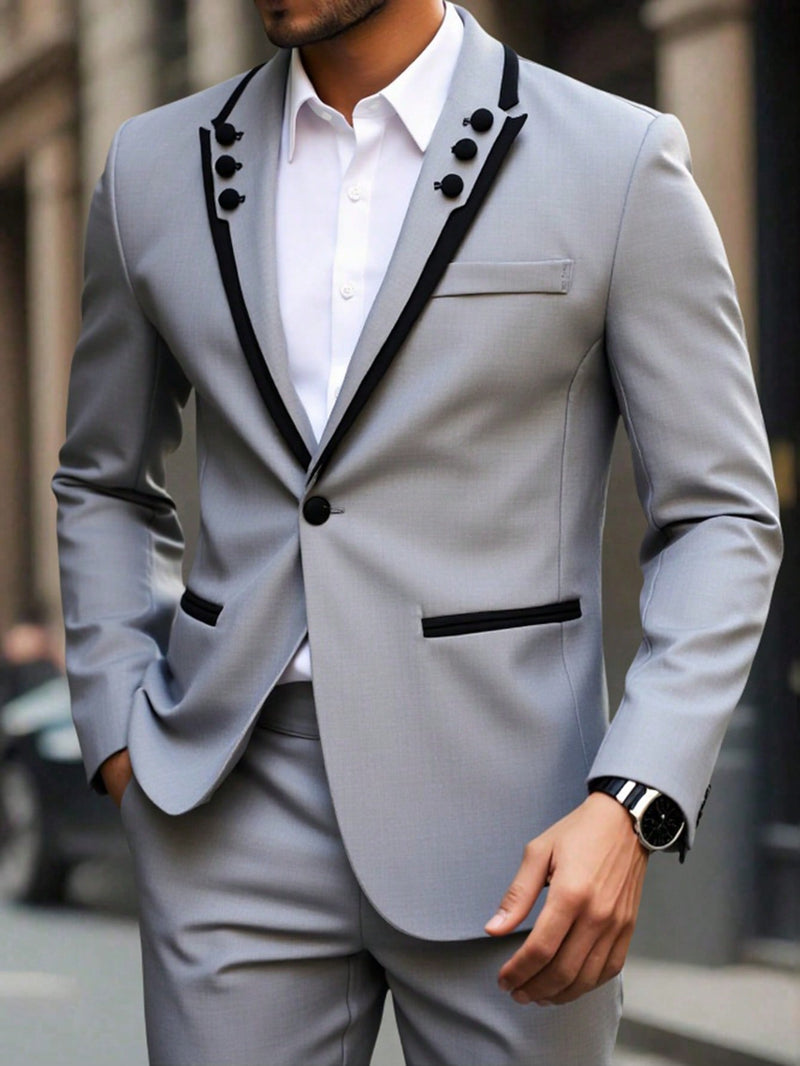 Blazer e Calça em Cor Contrastante de Manga Longa