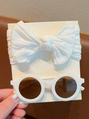 Conjunto de 2 accesorios para el cabello para niños y niñas, diadema redonda con lazo liso, gafas de sol, protección para el cabello, solo tarjeta, sin envío.