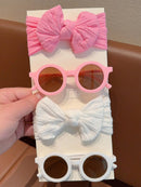 Conjunto de 2 accesorios para el cabello para niños y niñas, diadema redonda con lazo liso, gafas de sol, protección para el cabello, solo tarjeta, sin envío.
