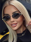 2 Pieces Women's Fashion Oval Metal Frame Glasses, Suitable for Daily Wear and Outdoor Activities