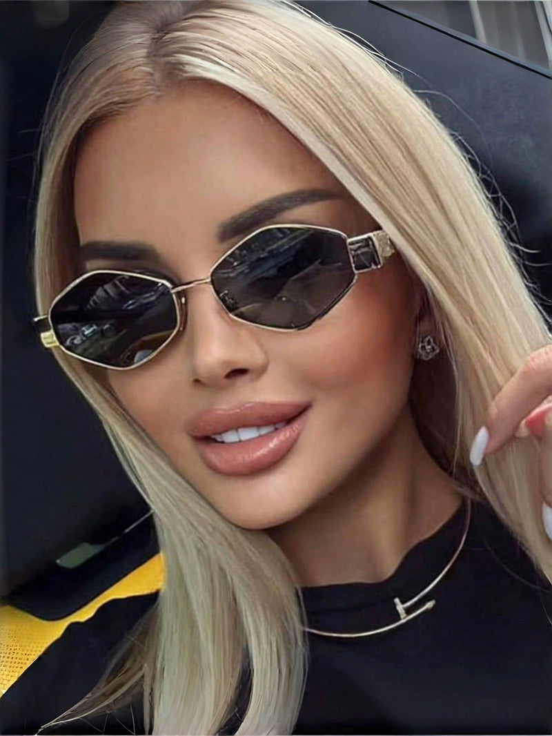 2 gafas de moda para mujer con montura metálica ovalada, ideales para uso diario y actividades al aire libre.