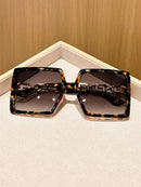 1 Piece High Quality Korean Style Metal Chain Full Square Frame Fashion Glasses, Sophisticated and Elegant, Plastic, Beach Accessories, Gifts, Casual and Business Looks for Women