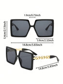 1 Piece High Quality Korean Style Metal Chain Full Square Frame Fashion Glasses, Sophisticated and Elegant, Plastic, Beach Accessories, Gifts, Casual and Business Looks for Women
