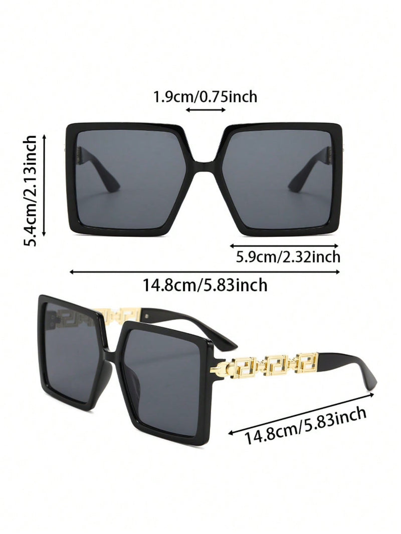 Gafas de moda de estilo coreano de alta calidad con cadena de metal y marco cuadrado completo, sofisticadas y elegantes, de plástico, accesorios de playa, regalos, looks casuales y de negocios para mujeres.