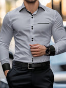 Manfinity Mode Men's Casual Solid Color Shirt, Simple and Fashionable, for Daily Wear