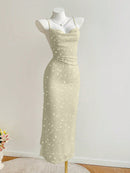 Vestido elegante de tirantes con lentejuelas de color liso para mujer de SHEIN MOOSTA