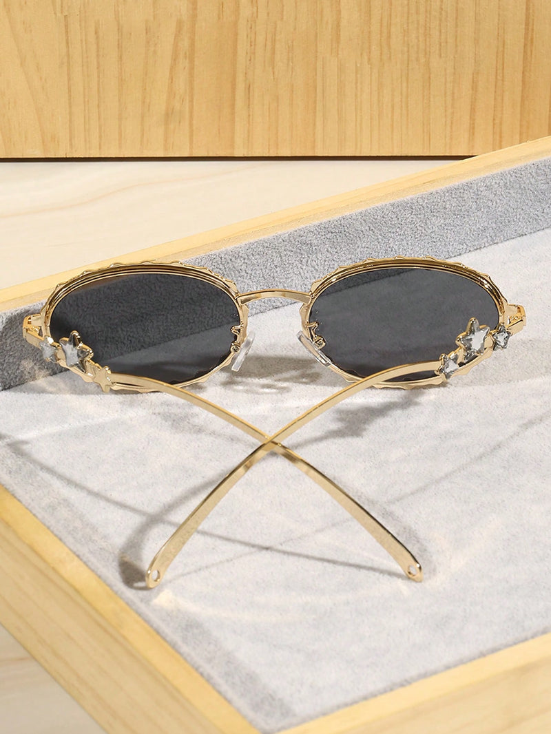 Óculos Fashion com Strass Oval