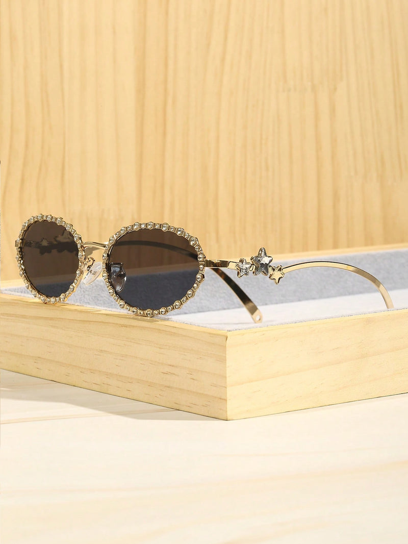 Óculos Fashion com Strass Oval