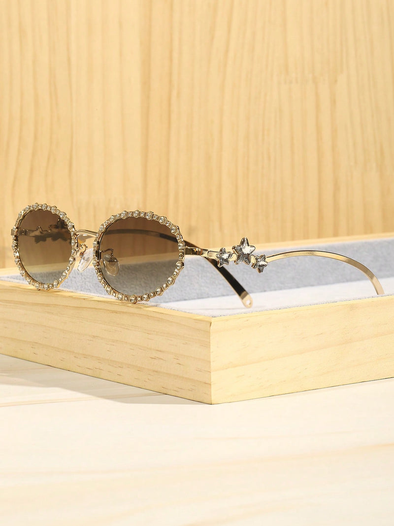 Óculos Fashion com Strass Oval