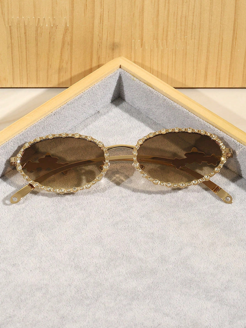 Óculos Fashion com Strass Oval