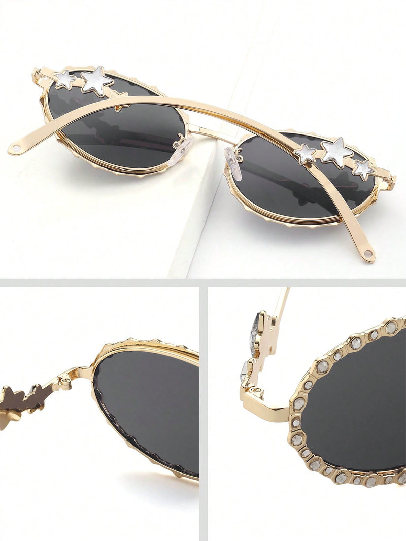 Óculos Fashion com Strass Oval