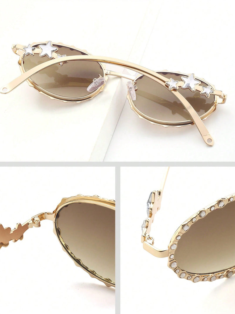 Óculos Fashion com Strass Oval