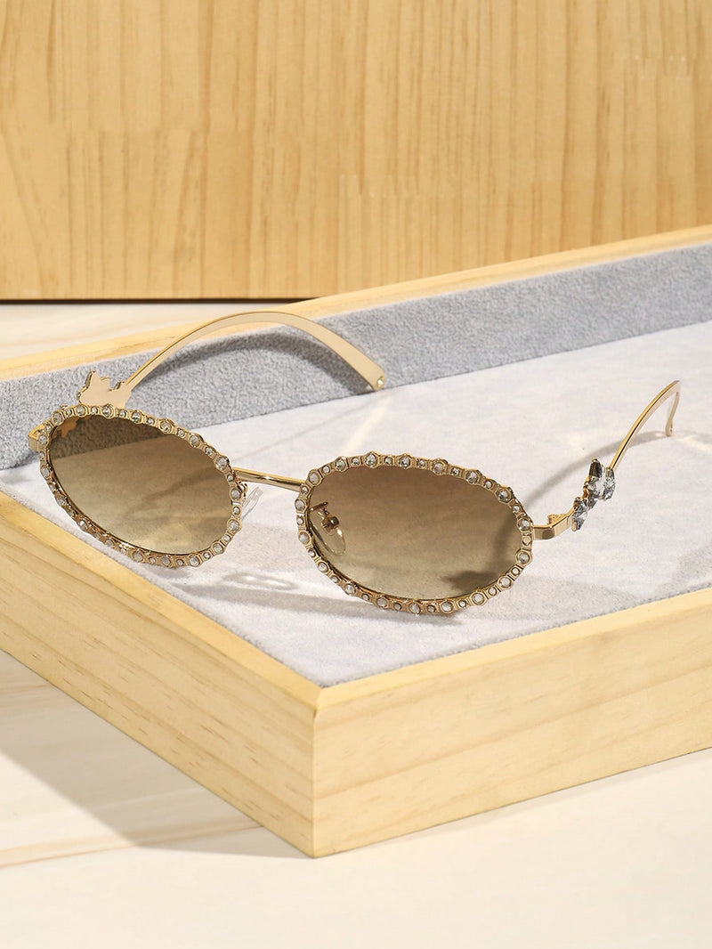 Óculos Fashion com Strass Oval