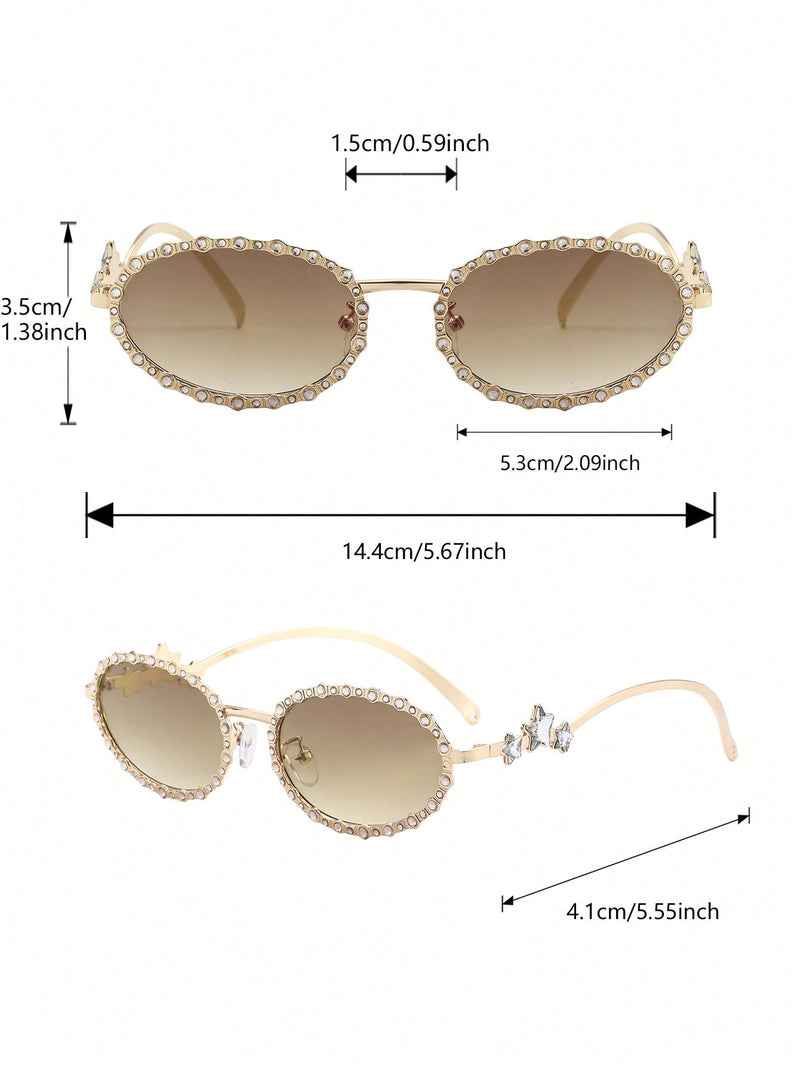 Óculos Fashion com Strass Oval