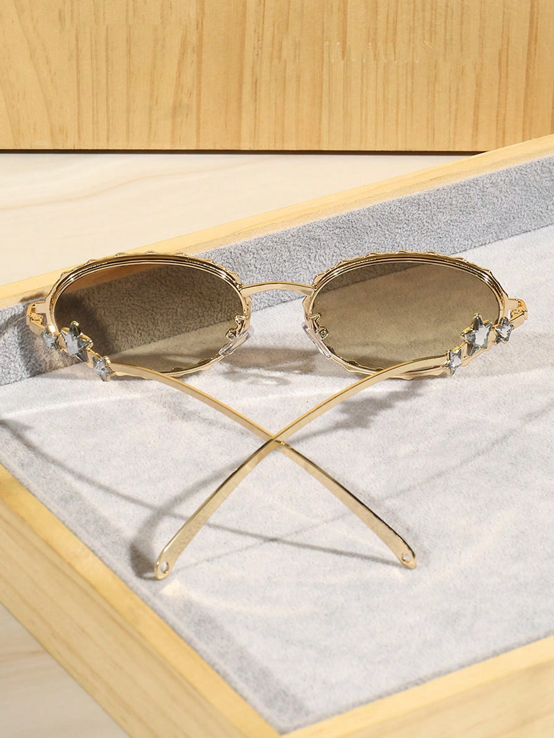 Óculos Fashion com Strass Oval