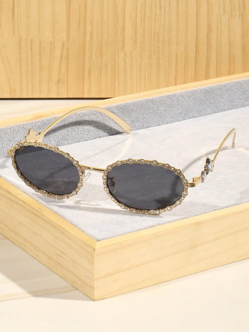 Óculos Fashion com Strass Oval