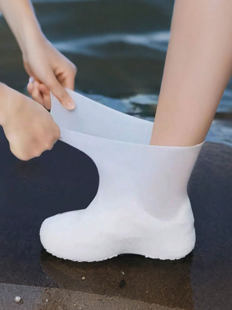 1 par de cubrezapatos impermeables, reforzados y antideslizantes, para hombre y mujer, de látex de goma para exteriores. Talla: 34-45, tubo corto de 60 g, talla única para la escuela, la oficina, el hogar y viajes.