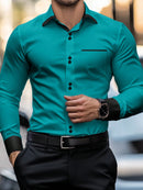 Manfinity Mode Men's Casual Solid Color Shirt, Simple and Fashionable, for Daily Wear