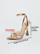 2024 Summer European and American Women's Sexy High Heel Sandals with One Buckle Thin Straps