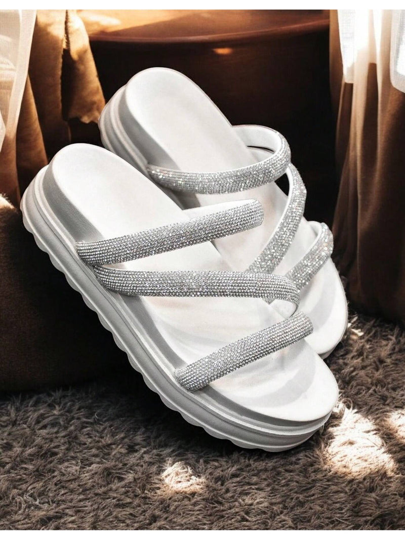 Sandalias Birkenstock para mujer, brillantes, planas, con diamantes de imitación, delicadas, cómodas y suaves.