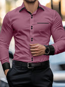 Manfinity Mode Men's Casual Solid Color Shirt, Simple and Fashionable, for Daily Wear