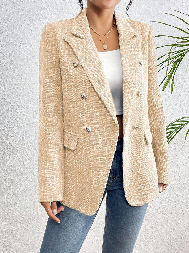 Blazer de Manga Longa Simples em tweed