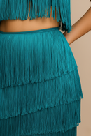 Women's Green Party Set - Cropped Top and Midi Skirt
