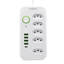 Extensão de Tomada e USB 2M, 110-220V, com Conector USB-C