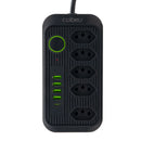 Extensão de Tomada e USB 2M, 110-220V, com Conector USB-C