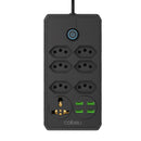 Extensão de Tomada e USB 2M, 110-220V, com Conector USB-C