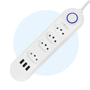 Extensão de Tomada e USB 2M, 110-220V, com Conector USB-C