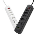 Extensão de Tomada e USB 2M, 110-220V, com Conector USB-C