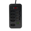 Extensão de Tomada e USB 2M, 110-220V, com Conector USB-C