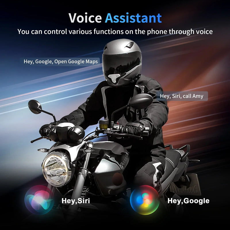 Motorcycle Bluetooth Intercom - Communication for up to 8 Riders and 2000m Range 