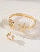 Gold Bracelet and Ring Set